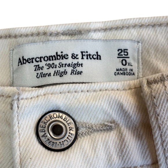 Abercrombie Women's Beige '90s Straight Ultra High Rise Jeans Size‎ 25 - Picture 5 of 6